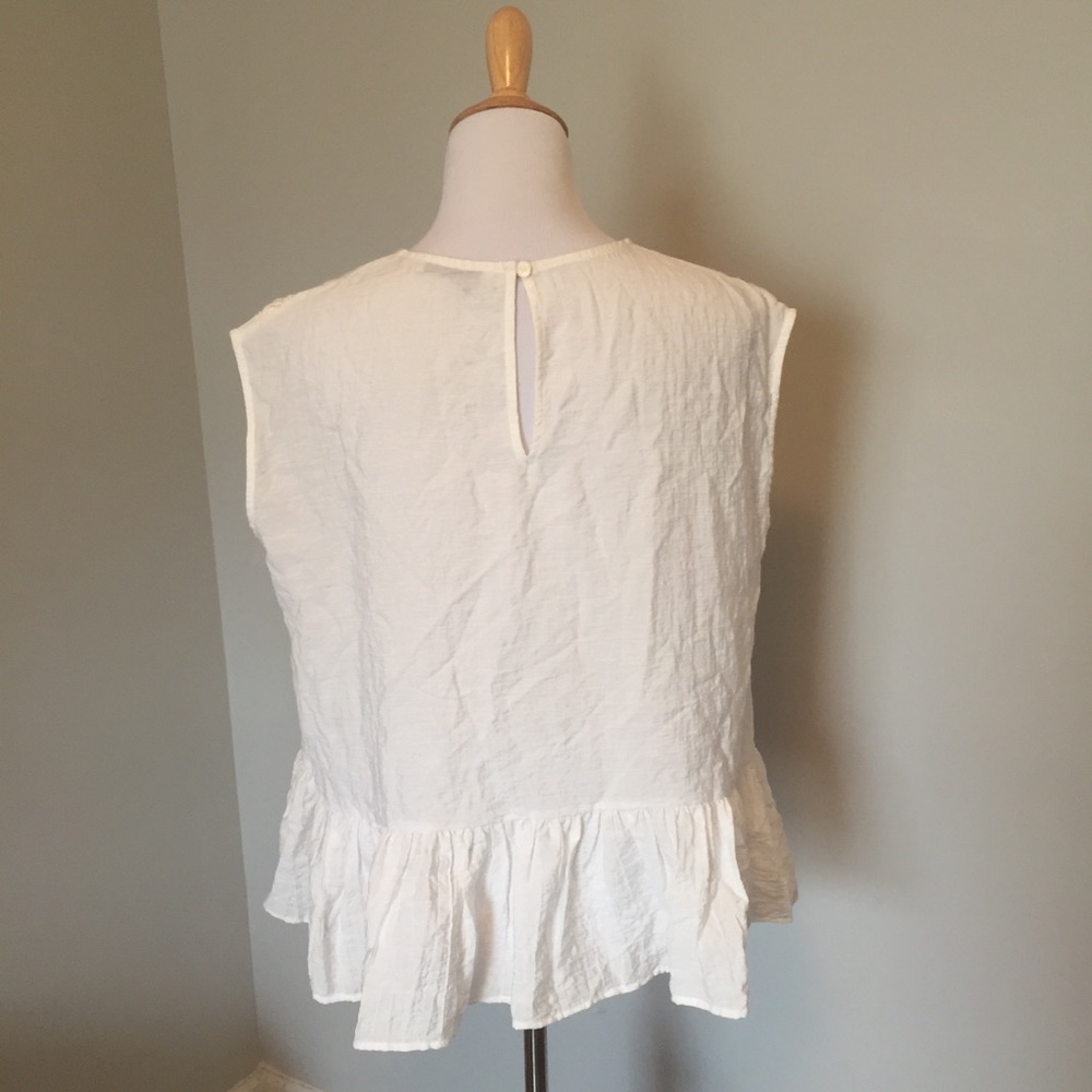 ANTHROPOLOGIE: eyelet, woven, peplum top, medium - Picture 3 of 4
